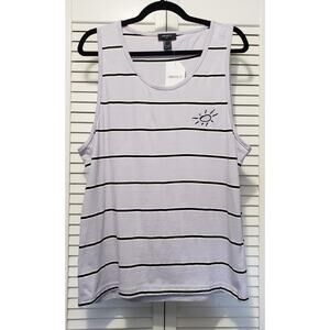 Forever 21‎ Tank Top Men's Size Small Lavender Purple Striped Sun Detail Casual